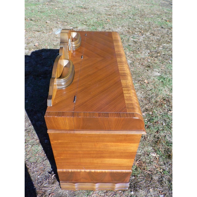 Antique Lane Art Deco Waterfall Cedar Chest Trunk with Lanshire Clock