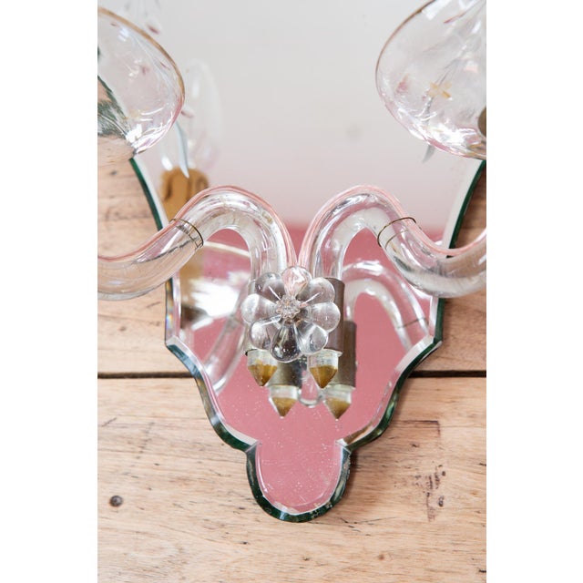 Large Venetian-Style Mirror and Glass Wall Sconce, 1950s For Sale - Image 10 of 12