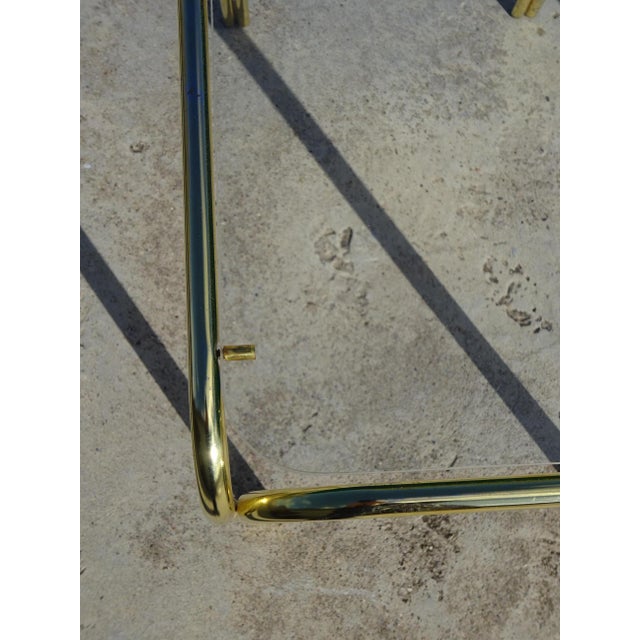 Nesting Tables in Gilt Metal and Tempered Glass, 1990s, Set of 3 For Sale - Image 10 of 18