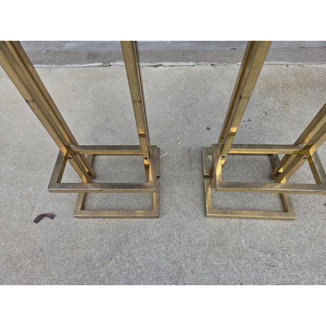 Metal Brass Barstools in the style of Maison Jansen, 1975, Set of 2 For Sale - Image 7 of 8