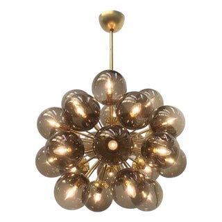 21st Century Ventiquattro Natural Brass Smoky Murano Sputnik Chandelier by Fabio LTD For Sale