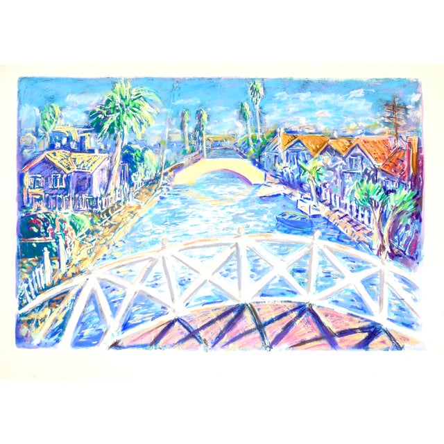 Contemporary "Venice Canal, California" Painted Mono Print on Paper For Sale In Los Angeles - Image 6 of 6