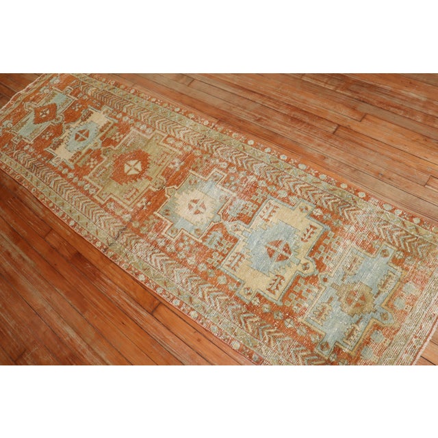 Antique Zabihi Collection Persian Heriz Worn Orange Runner - 2'7" x 8'2" For Sale - Image 11 of 11