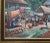 Late 20th Century Late 20th Century Modern Realist Green and Blue-Toned Rural Village Market Landscape Painting byJean-Felix Defournoy For Sale - Image 4 of 12