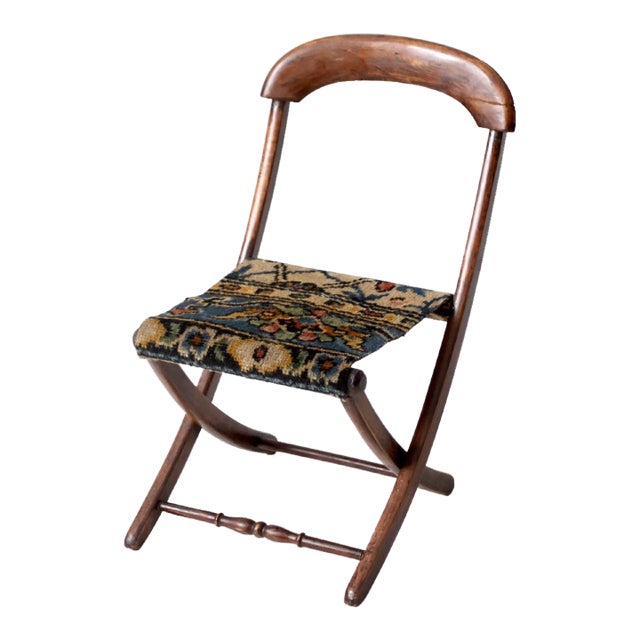 Antique Victorian Child's Folding Chair For Sale