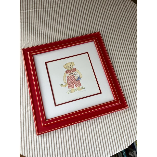 Traditional Nursery Watercolor Painting in Frame For Sale - Image 3 of 8