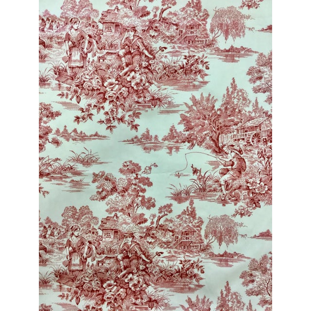 Waverly Cotton Satin Twill Woodland Toile Linen Upholstery Fabric For Sale
