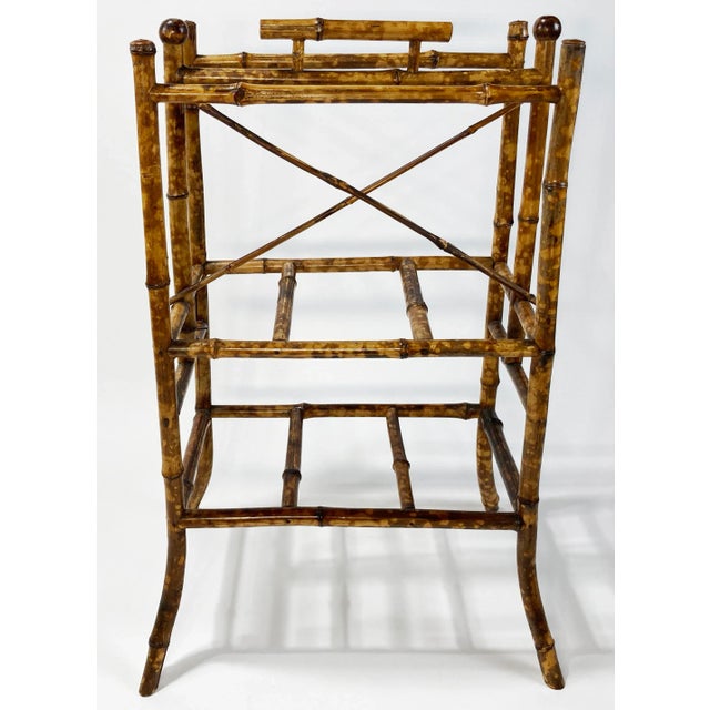 Chinoiserie Antique Scorched Bamboo Magazine Rack For Sale - Image 3 of 11