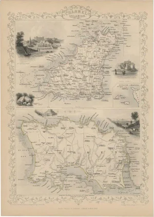 Antique Map of the Channel Islands, 1851