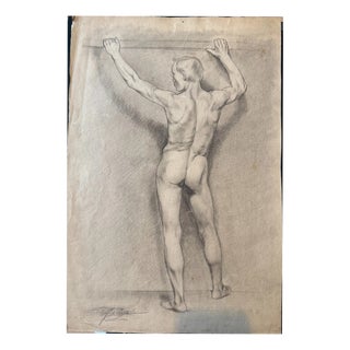 Berberich Carl H., Male Back Nude Standing, Nude, 1920s, Pencil For Sale