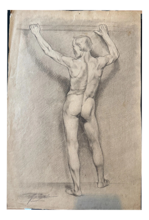 Berberich Carl H., Male Back Nude Standing, Nude, 1920s, Pencil