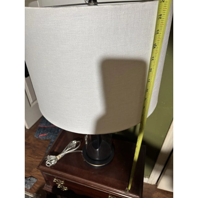 Metal 1990s Ralph Lauren Black Gold Payton Glass Tube Cylinder Designer Table Lamp For Sale - Image 7 of 8
