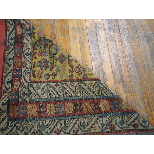 1870s Yellow Geometric Antique Caucasian Chi-Chi Rug 3'8" X 7'8" Knotted Pile Wool Carpet For Sale In New York - Image 6 of 6