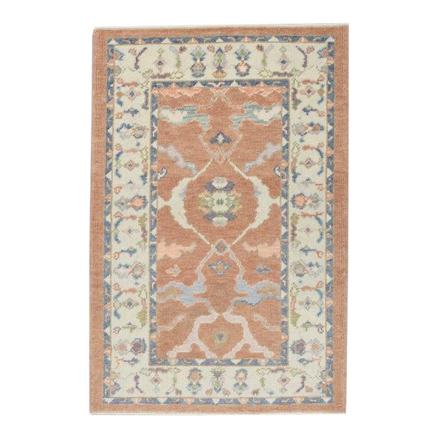 Oriental Hand Knotted Rug Turkish Oushak 3'1" x 4'10" For Sale