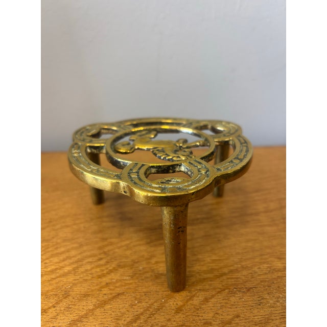 Metal Vintage English Brass Equestrian Themed Trivet For Sale - Image 7 of 7