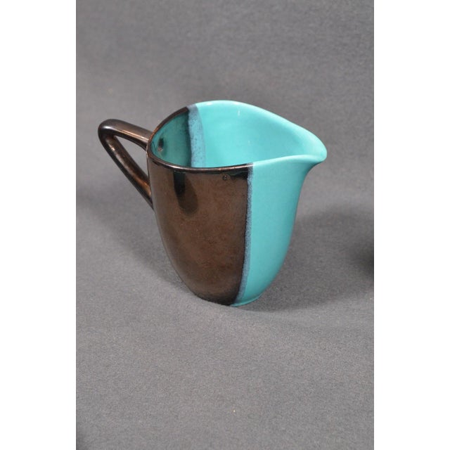 Turquoise Mid 20th Century Vallauris – Black and Turquoise Blue Faience Coffee Set - 15 pcs For Sale - Image 8 of 18