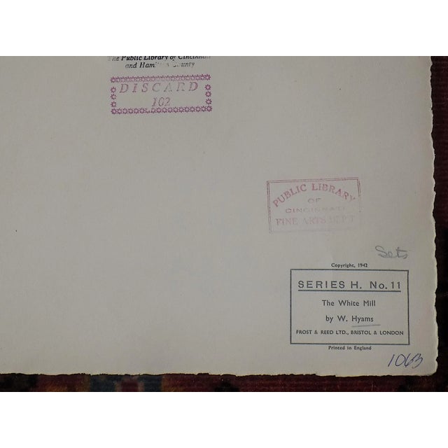 Impressionist Large Vintage Landscape Lithograph of "The White Mill" in Sandwich, England After Listed British Artist W. Hyams For Sale - Image 3 of 5