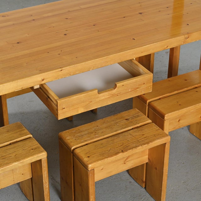 Wood Dividing Table attributed to Bernard Taillefer for Les Arcs, 1970s For Sale - Image 7 of 17