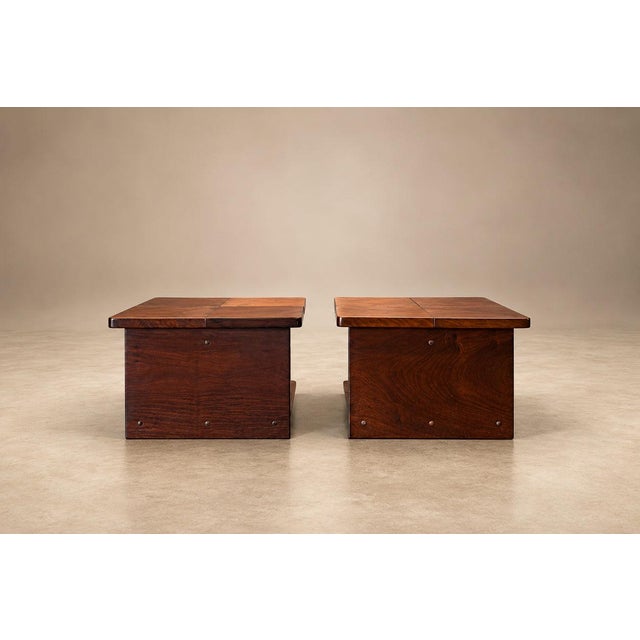 1960s Pair of Brazilian Modern Imbuia Side Tables with Open Lower Storage and Display Shelves, Casa Finland, Brazil, 1960s — Lot 1130 For Sale - Image 5 of 18