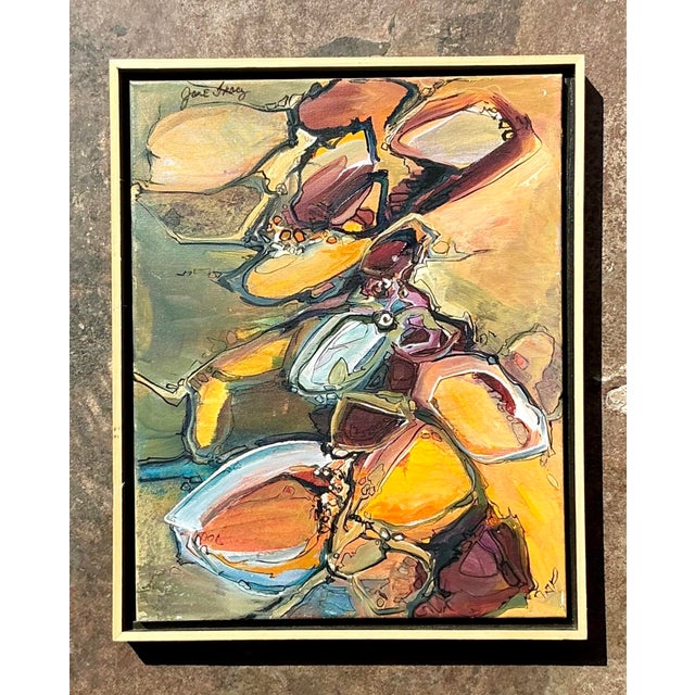 Vintage Boho Original Abstract Oil on Canvas For Sale - Image 4 of 5