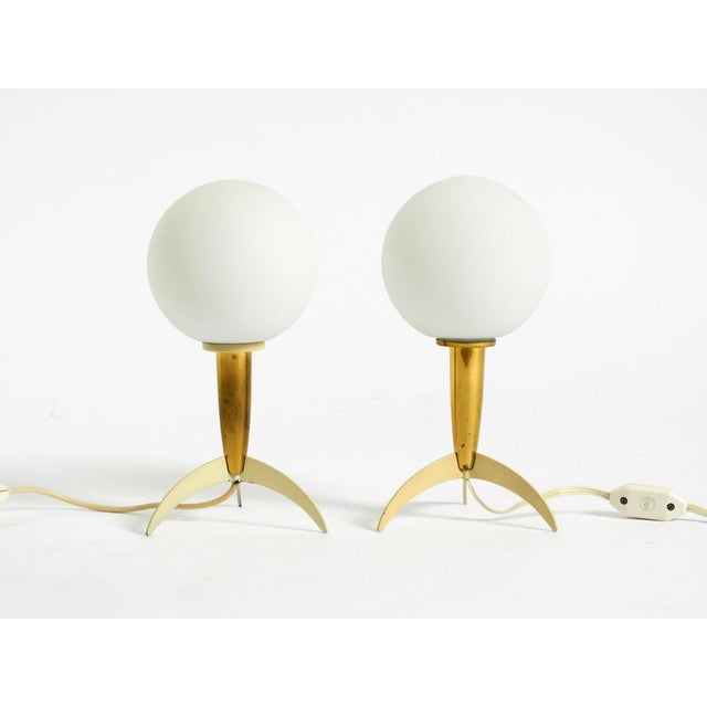 Mid-Century Modern Mid-Century Modern Rocket Table Lamps in Brass and Glass, 1950s, Set of 2 For Sale - Image 3 of 18
