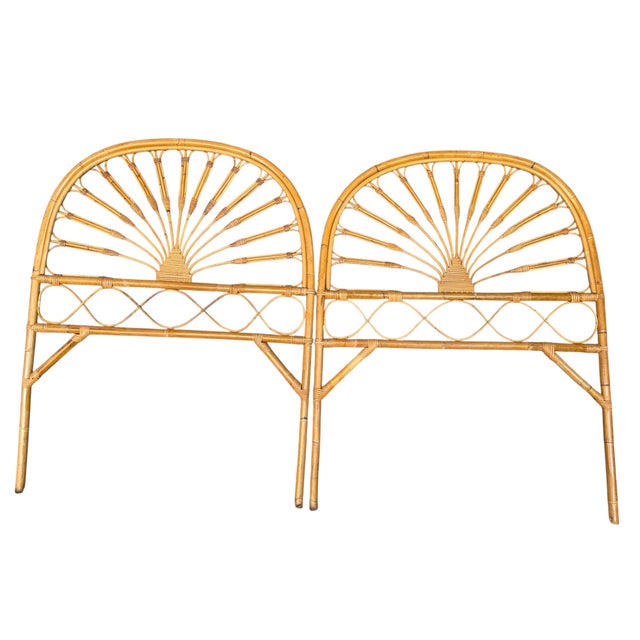 Modern Vintage Italian Rattan Headboards, 1960s, Set of 2 For Sale - Image 3 of 9