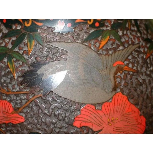 Late 19th Century #Late 19th Century Japanese Cloisonne Porcelain Vases Totai Tree Bark - a Pair For Sale - Image 5 of 12