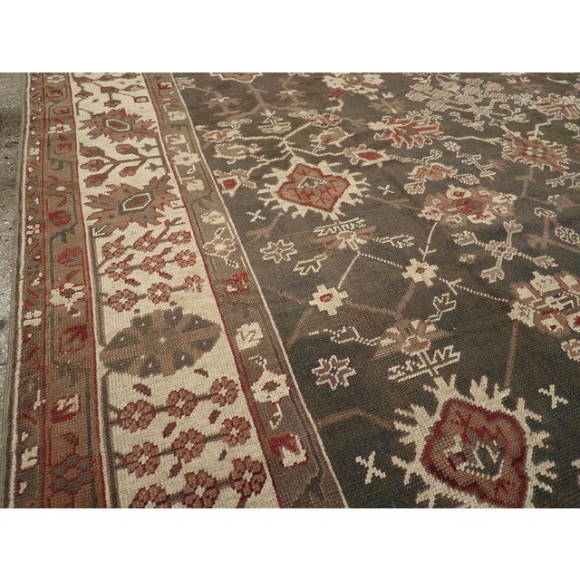 Early 20th Century Galerie Shabab Collection Early 20th Century Turkish Oushak Room Size Carpet For Sale - Image 5 of 10