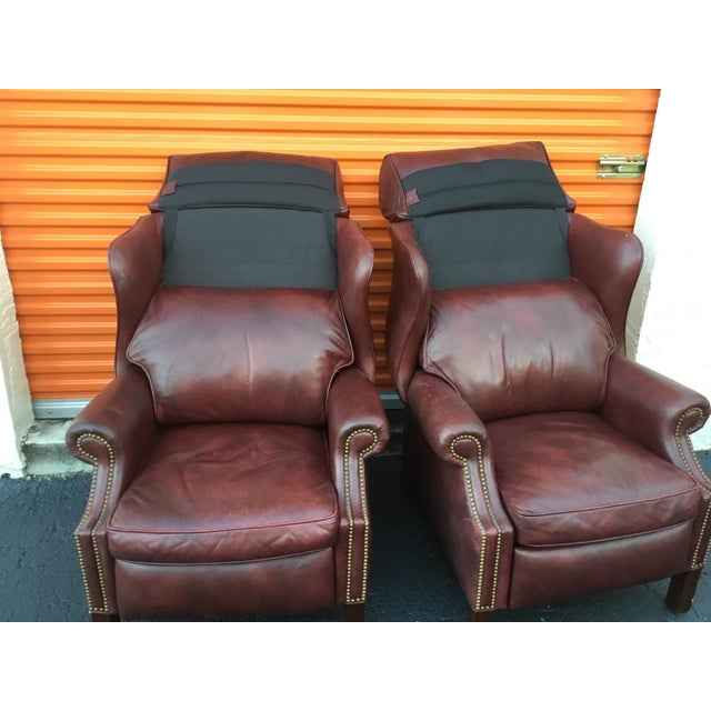 1960s Hancock & Moore Leather Recliner Chairs a Pair Chairish