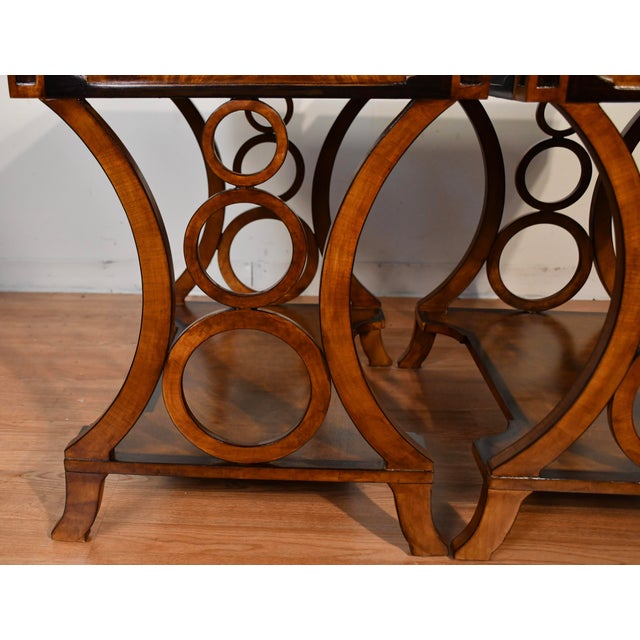 1980s Maitland Smith Regency Style Mahogany Banded Rosewood Pair Side Tables / End Tables For Sale - Image 16 of 18