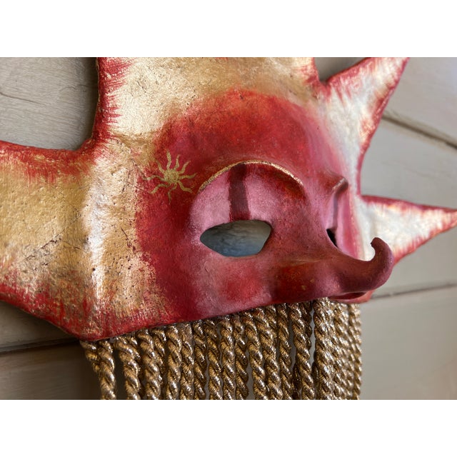 Rare Venetian Baroque Style Handmade Paper Mache Gilded & Painted "Sole" Sun Mask For Sale - Image 11 of 13