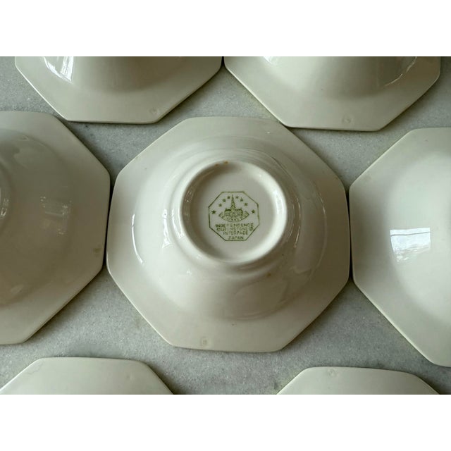 Ceramic Set of 7 Octagon Daffodil All Yellow Independence Ironstone Small Bowls For Sale - Image 7 of 7