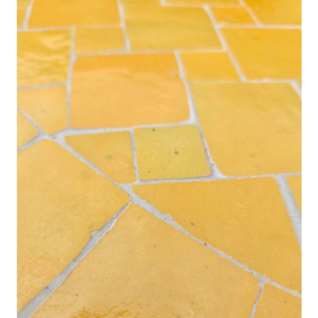 40" Handcrafted Yellow Moroccan Mosaic Table, Bejmat Style For Sale In Orlando - Image 6 of 7