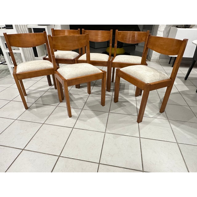 Brown Vintage Orme Chairs attributed to Maison Regain, France, 1980, Set of 6 For Sale - Image 8 of 18