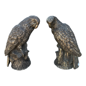 Pair of Antique Silver Clad Parrots