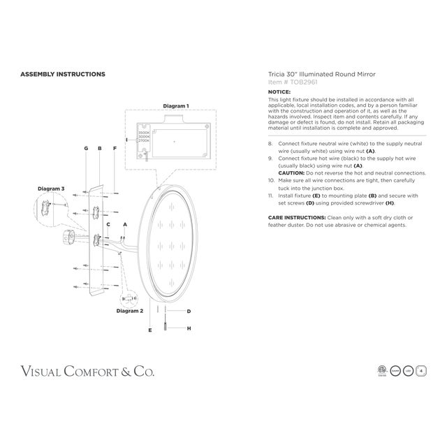 Thomas O'Brien for Visual Comfort Signature Tricia 30" Illuminated Round Mirror in Polished Nickel For Sale - Image 11 of 11