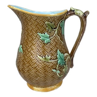 French Majolica Leaves Pitcher Sarreguemines, Circa 1870 For Sale