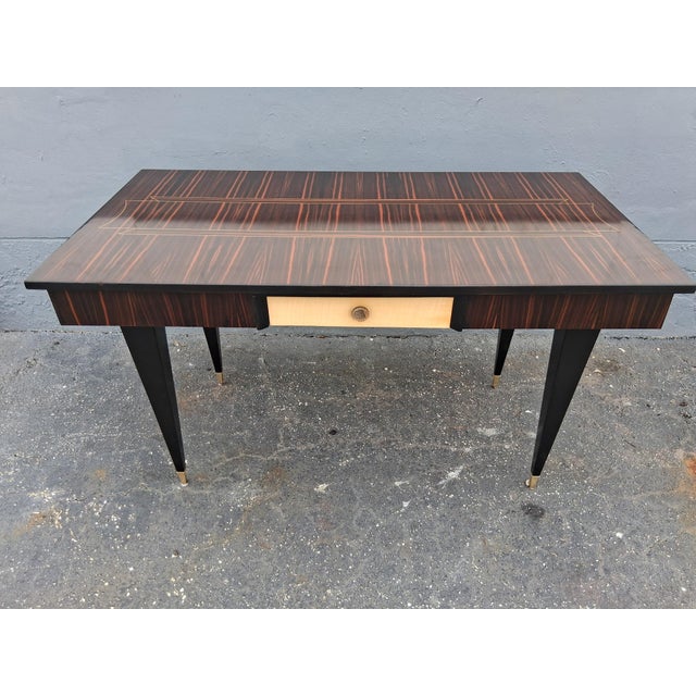 1960's French Art Deco Style Exotic Macassar Ebony Writing Desk For Sale - Image 9 of 12