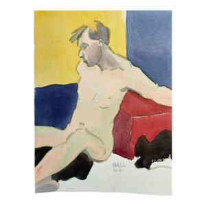 Original Watercolor Painting of a Male Nude by Jon Hall 2001