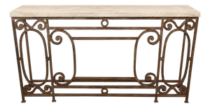 Decorate Iron Console With Travertine Top