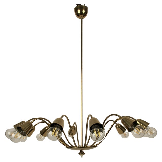 Mid-Century Brass Chandelier from Rupert Nikoll, Austria, 1961 For Sale