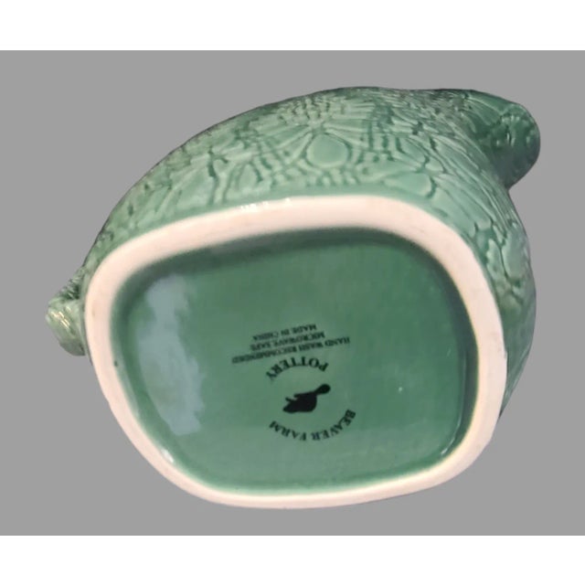 Ceramic Late 20th Century Green Glazed Pottery Ornate Mandala Pattern Pitcher For Sale - Image 7 of 7