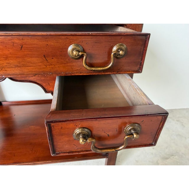 1980s Vintage Baker Furniture Milling Road Chippendale Style 3 Drawer Nightstand For Sale - Image 5 of 12