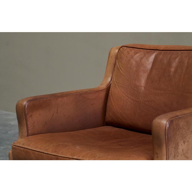 Wood Scandinavian Lounge Chair in Patinated Cognac Leather by Børge Mogensen, 1950s For Sale - Image 7 of 15