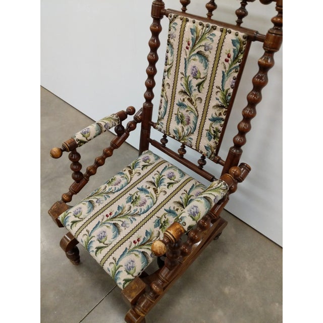 Antique Danish Rocking Chair With Foot Stool For Sale - Image 11 of 11