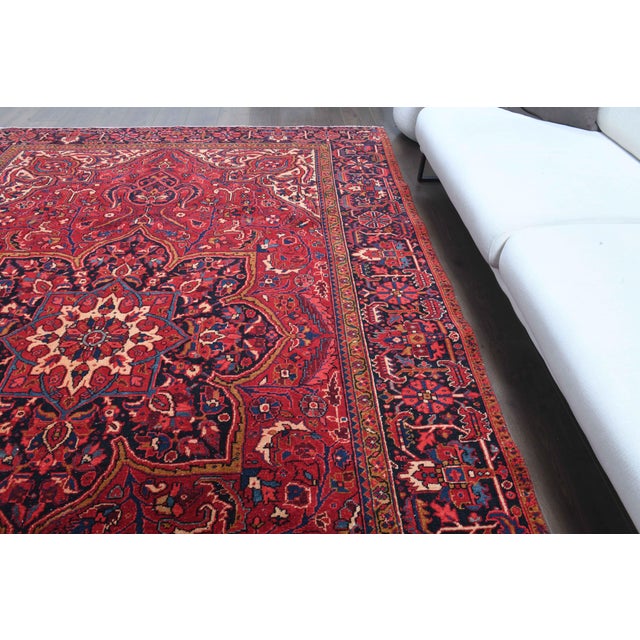 1960s Vintage Persian Handmade Wool Cotton Red Area Rug For Sale In San Francisco - Image 6 of 11