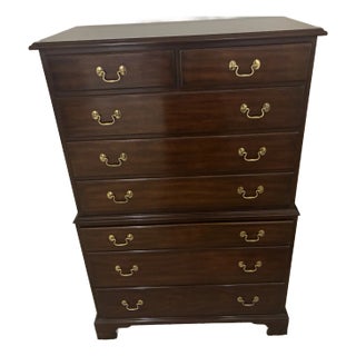 1990s Henkel Harris Bedroom Highboy Chest For Sale