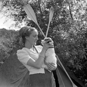 Heinz Pollmann, Woman and Dog in Summer, 1930s / 2025, Photographic Print