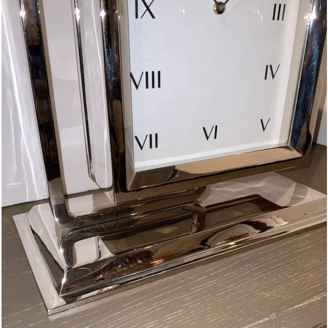 Modern Global Views Time to Reflect Polished Nickel Clock For Sale - Image 3 of 5