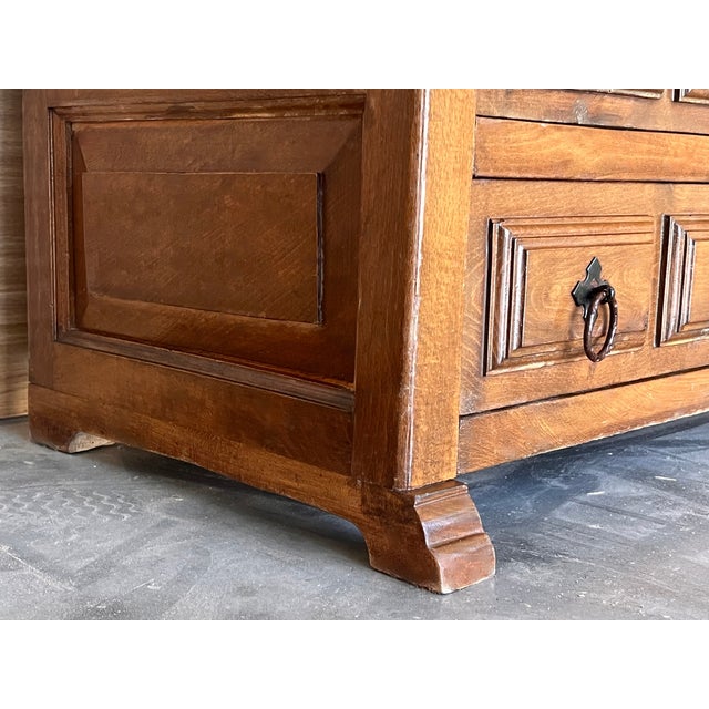 20th Catalan Spanish Baroque Carved Walnut Tuscan Chest of Drawers or Nightstand For Sale - Image 9 of 9